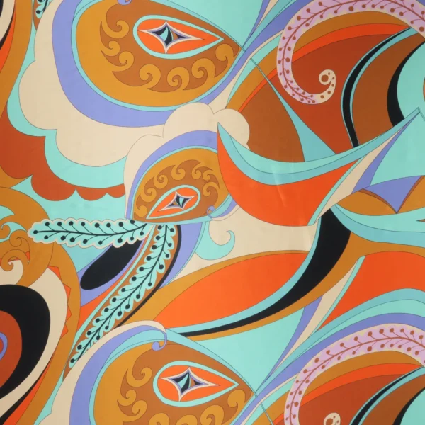 Multicolored Abstract Printed Silk Charmeuse Fabric